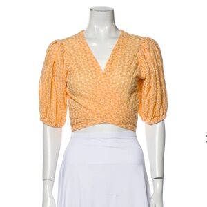 Lisa Marie Fernandez Floral Print V-Neck Crop Top